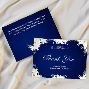 Carte De Remerciements Musulman chic bleu mariage