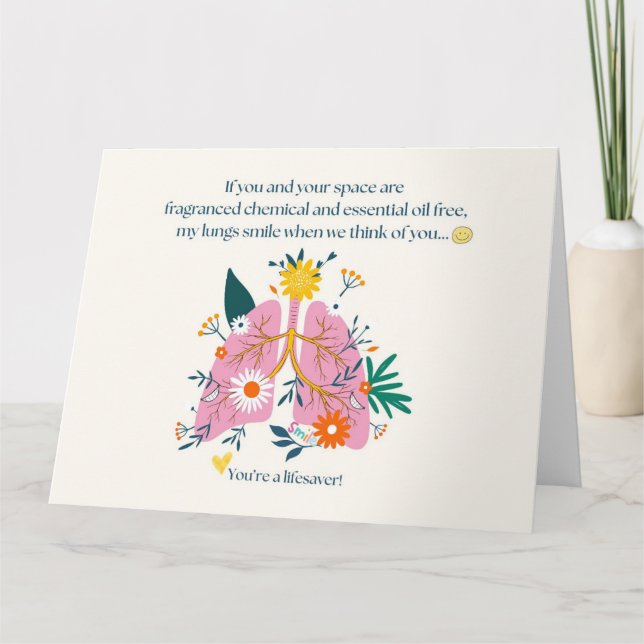 Carte De Remerciements My Lungs Smile When We Think of You (Devant)