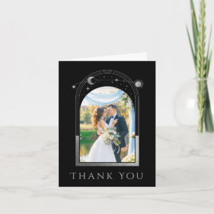 Carte De Remerciements Mystic Black Silver Sun Moon Stars Photo Mariage