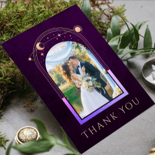 Carte De Remerciements Mystic Rainbow Plum Sun Moon Stars Photo Mariage