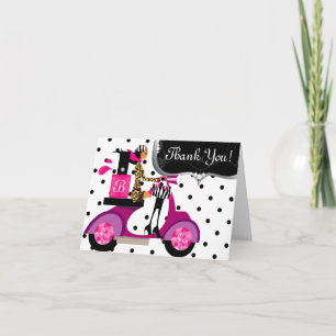 Carte De Remerciements Nail de fête d'anniversaire mignon Polonais Scoote