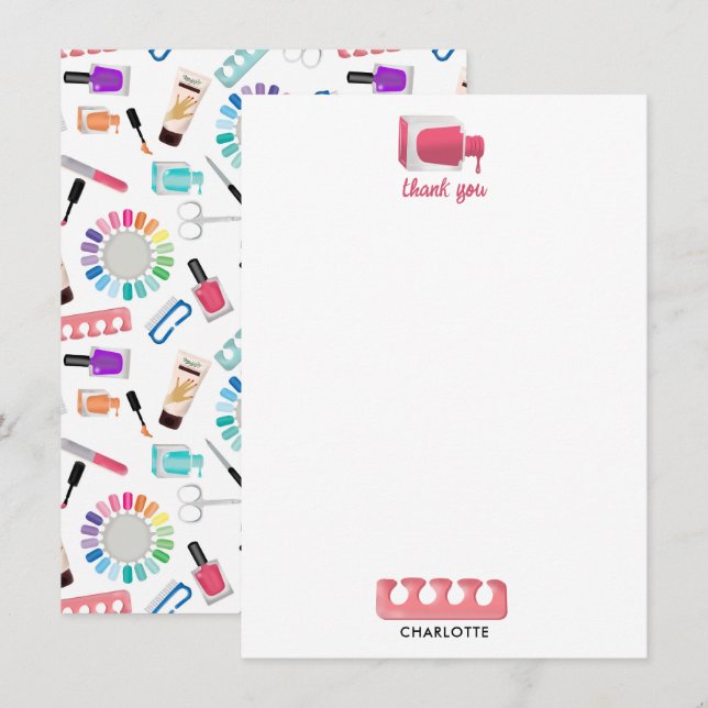 Carte De Remerciements Nails Manicure Pedicure Beauty Salon  (Devant / Derrière)