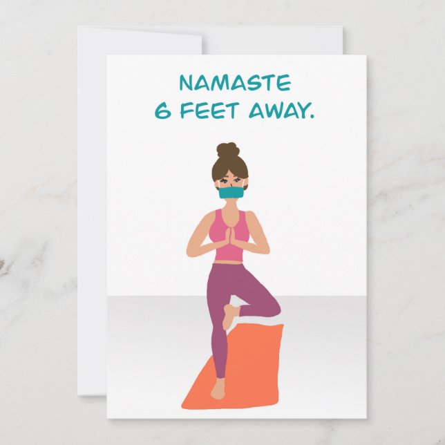 Carte De Remerciements Namaste à 6 mètres - Quarantine Yoga - Covid19 (Devant)