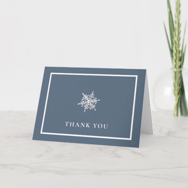 Carte De Remerciements Nany Blue Modern Snowflake Frame Baby shower (Devant)