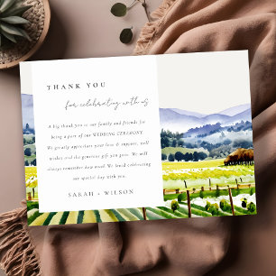 Carte De Remerciements Napa Valley Watercolor Vineyard Paysage Mariage