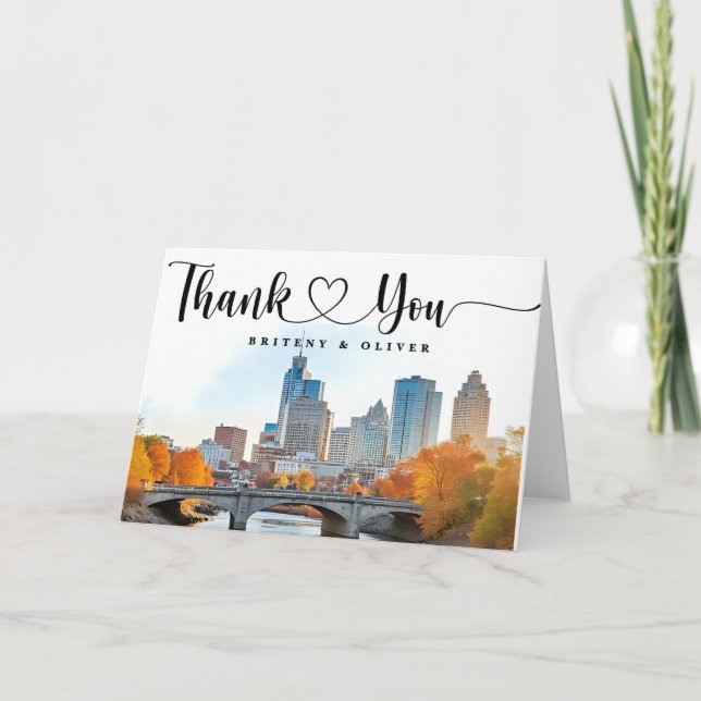 Carte De Remerciements Nashville Tennessee Watercolor Skyline Wedding (Devant)