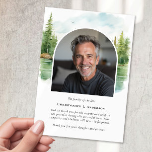 Carte De Remerciements Nature Trees Lake Photo Sympathy Funeral Memorial