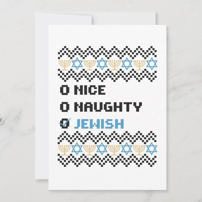 Carte De Remerciements Naughty Nice Jewish Santa Christmas Ugly Sweater (Devant)