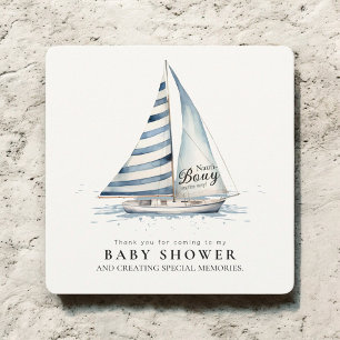 Carte De Remerciements Nauti Bouy Baby Shower Voilier Aquarelle