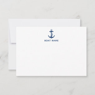 Carte De Remerciements Nautical Ancre Nom du bateau Croisière Capitaine