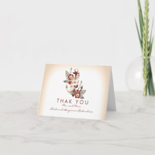 Carte De Remerciements Nautical Beach - Floral Anchor Wedding Thank You