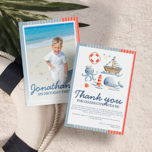 Carte De Remerciements Nautical Beach Party Anniversaire Photo