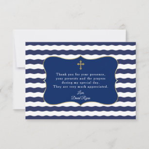 Carte De Remerciements Nautical Navy Vagues Ancre Boy Baptism