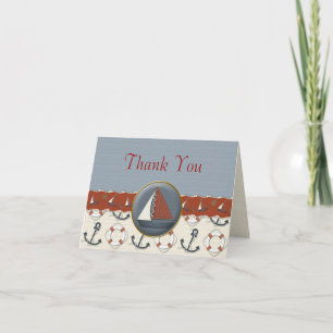 Carte De Remerciements Nautical Red White Blue Sailboat Thank You Cards