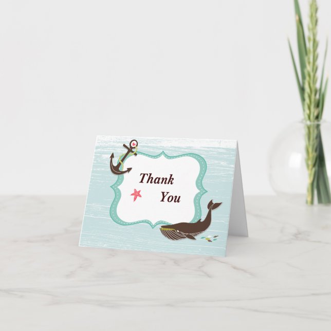 Carte de remerciements nautique avec Ancre et Post (Devant)