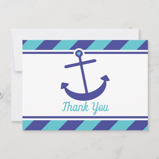 Carte de remerciements nautique de baby shower (Devant)