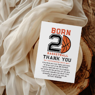 Carte De Remerciements Né 2 Ball Basketball 2e fête d'anniversaire