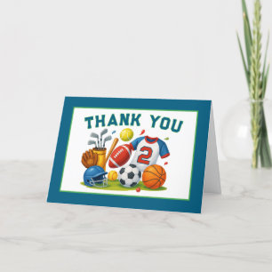 Carte De Remerciements Né 2 Ball – Thème Sportif 2e Anniversaire Garçon