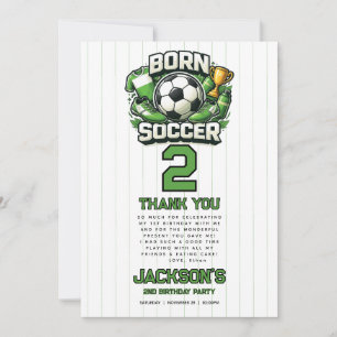 Carte De Remerciements Né 2 Thème de football Garçon Fête d'anniversaire