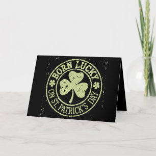 Carte De Remerciements Né Chanceux Le Jour De La Saint-Patrick Anniversai