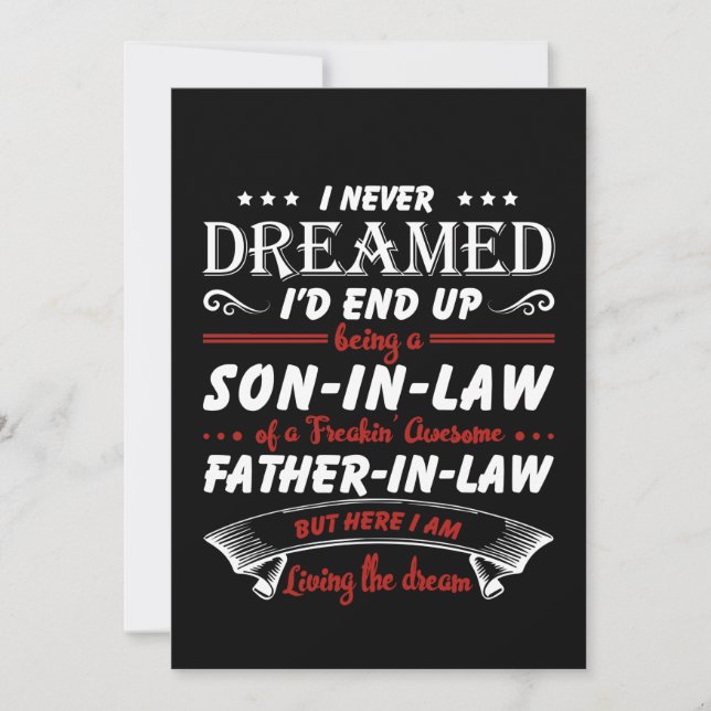 Carte De Remerciements Ne finissez jamais par le fils et le beau-père (Devant)