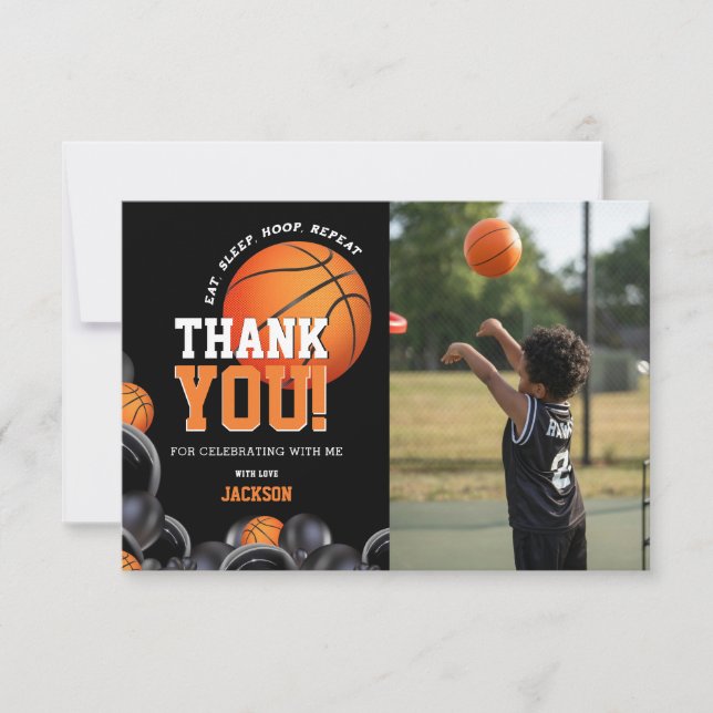 Carte De Remerciements Né pour Basket Anniversaire Basketball Sportif (Devant)