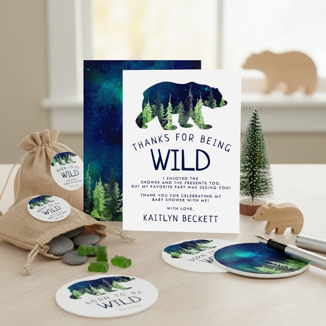 Carte De Remerciements Né Pour Être Un Baby shower Sauvage (Créateur téléchargé)