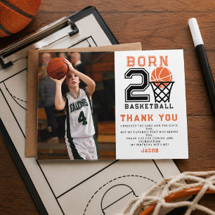 Carte De Remerciements Né pour le Basketball   2e Anniversaire du Garçon 