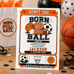 Carte De Remerciements Né pour le sport Garçon 2e anniversaire