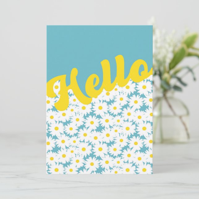 Carte De Remerciements Négative Space Daisies Bonjour Penser de vous (Debout devant)