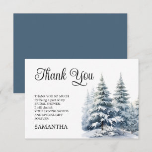 Carte De Remerciements Neige dans l'amour forêt de pins hivernale Baby Sh