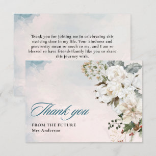 Carte De Remerciements Neige d'hiver en fleurs blanches d'amour Baby Show