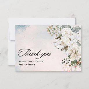 Carte De Remerciements Neige d'hiver en fleurs blanches d'amour Baby Show