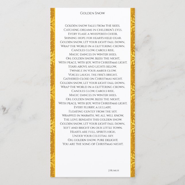 Carte De Remerciements Neige dorée (Devant)