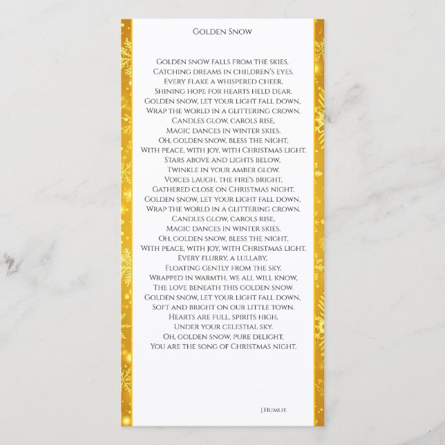 Carte De Remerciements Neige dorée (Devant)