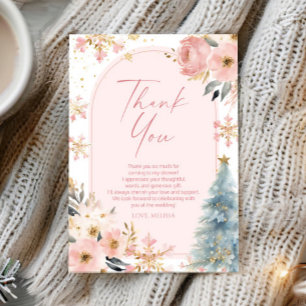 Carte De Remerciements Neige en amour Flocon de neige Rose Hiver Enterrem