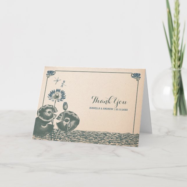 Carte De Remerciements Nénuphar et libellule (Devant)