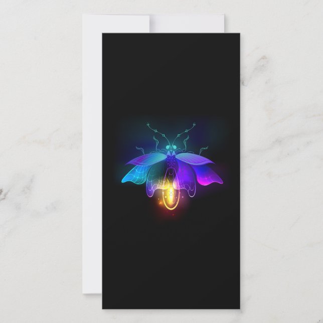 Carte De Remerciements Neon Firefly sur noir (Devant)