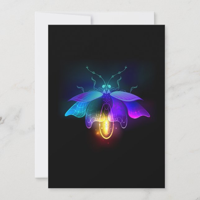 Carte De Remerciements Neon Firefly sur noir (Devant)