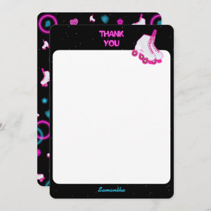 Carte De Remerciements Neon Glow Roller Skating Roll Anniversaire Fête