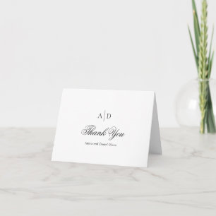 Carte De Remerciements Nettoyer le Mariage classique noir et blanc