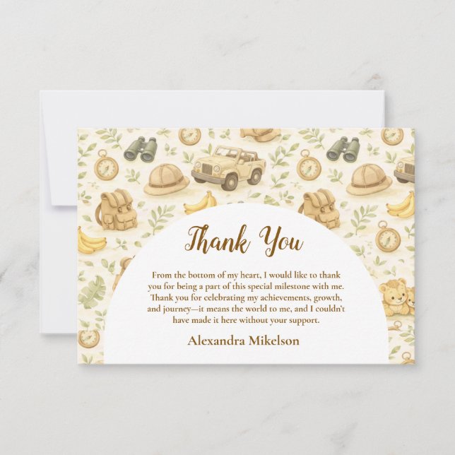 Carte De Remerciements Neutral Safari Animals Wild One First Birthday (Devant)