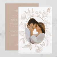 Neutre Tan Floral Line Art Floral Butterfly Photo