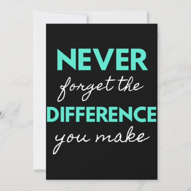 Carte De Remerciements Never Forget The Difference You Make (Devant)