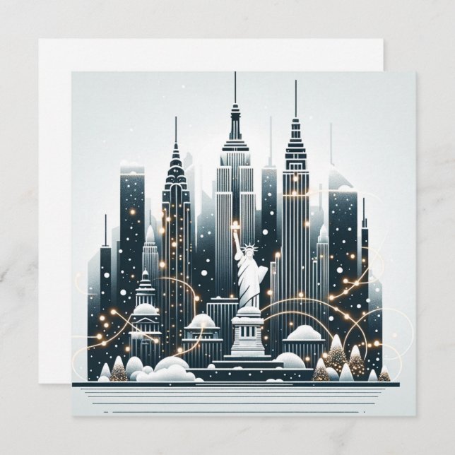 Carte De Remerciements New York Holiday Elegance - Noël personnalisable (Devant / Derrière)