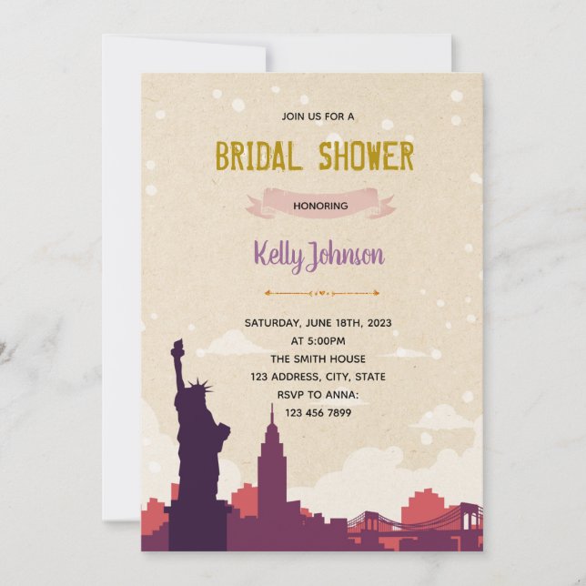 Carte De Remerciements New York ville nuptiale douche bacheloretteinvitat (Devant)