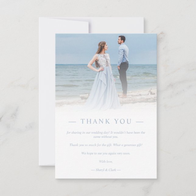 Carte De Remerciements Newlyweds Custom Photo Transparency Simple Script (Devant)
