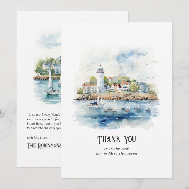 Carte De Remerciements Newport, Rhode Island Destination Wedding (Devant / Derrière)