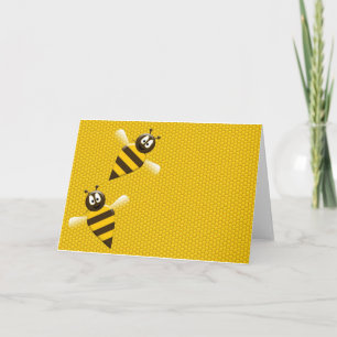 Carte De Remerciements Nid d'abeille Or Jaune  Abeille Abeilles Motif Art