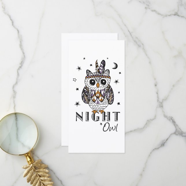 Carte De Remerciements Night Owl (Devant/Arrière en situation)